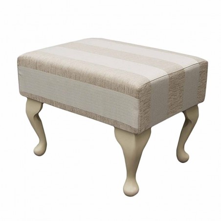 Small Footstool in a Woburn Beige Stripe Fabric