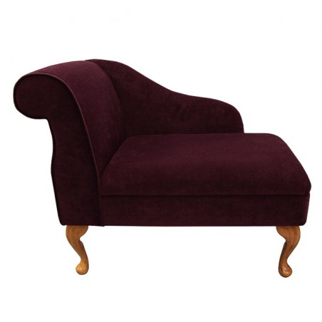 36" Compact Chaise Longue in a Pimlico Crush Damson Fabric