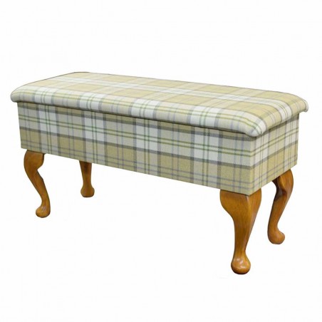 Medium Dressing Table Storage Stool in a Piazza Green Tartan Fabric