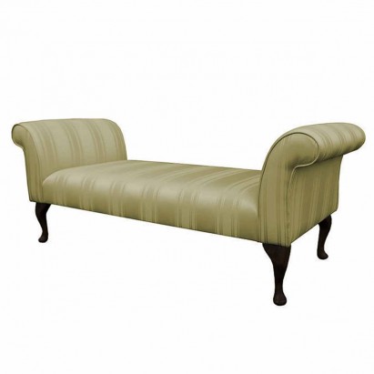 64" Large Settle in a Damask Stripe Sage Fabric