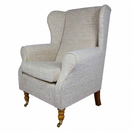 Medium Wingback Fireside Westoe Chair in a Carnaby Flame Wheat Fabric