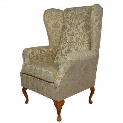 Large High Back Chair in a Woburn Gold Medallion Fabric