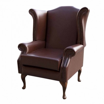 Chesterfield Wingback Armchair in a Crib 5 Brown Vinyl