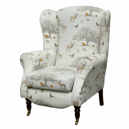 Duchess Wingback Armchair in a Tatton Autumn Print Fabric