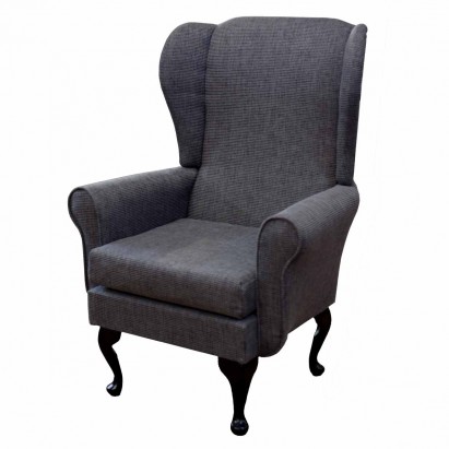 Balmoral Wingback Chair in a Grey Atlanta Fabric