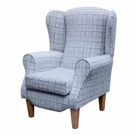 Duchess Wingback Armchair in a Grey Maida Vale Plaid Fabric