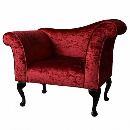 Designer Chaise Chair in a Bling Postbox Red Crushed Velvet Chenille Fabric