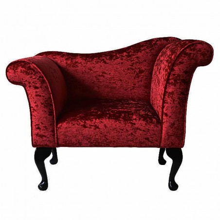 Designer Chaise Chair in a Bling Postbox Red Crushed Velvet Chenille Fabric