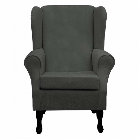 Standard Wingback Fireside Westoe Chair in a Plush Steel Grey Fabric