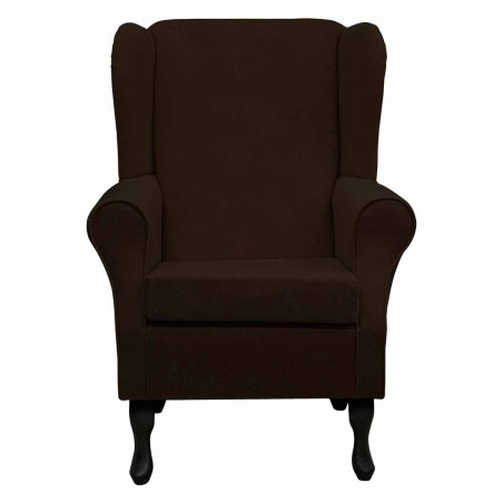 Standard Wingback Fireside Westoe Chair in a Plush Chocolate Brown Fabric