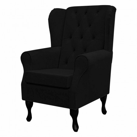 black wingback fireside chair