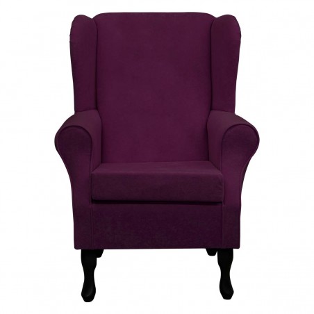 Standard Wingback Fireside Westoe Chair in a Plush Plum Purple Fabric