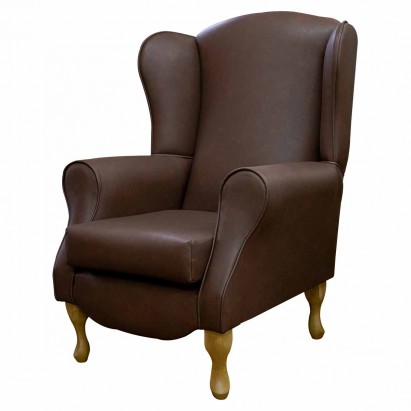 Duchess Wingback Armchair in an Infiniti Tan Faux Leather Fabric