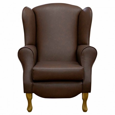 Duchess Wingback Armchair in an Infiniti Tan Faux Leather Fabric