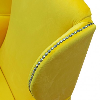 Standard Wingback Fireside Westoe Chair in a Cambio Lemon Fabric with Half Stud Detail