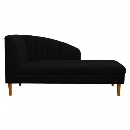 70" Large Seashell Chaise Longue Daybed in a Plush Midnight Black Fabric