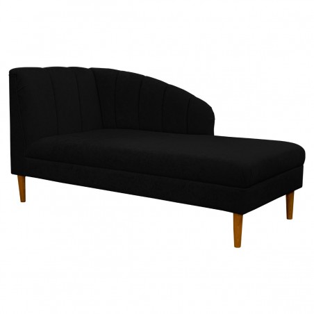 70" Large Seashell Chaise Longue Daybed in a Plush Midnight Black Fabric