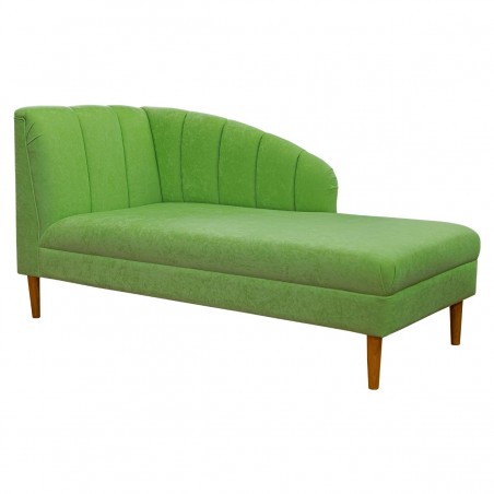 70" Large Seashell Chaise Longue Daybed in a Plush Grass Green Fabric