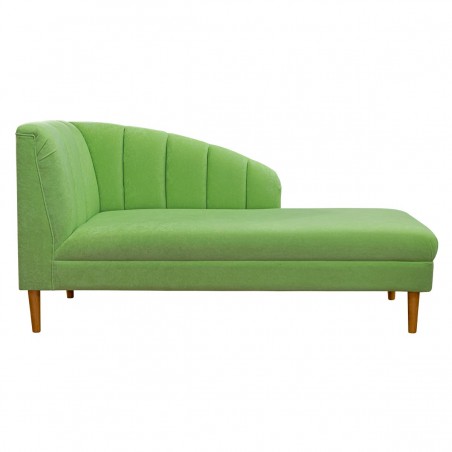 70" Large Seashell Chaise Longue Daybed in a Plush Grass Green Fabric