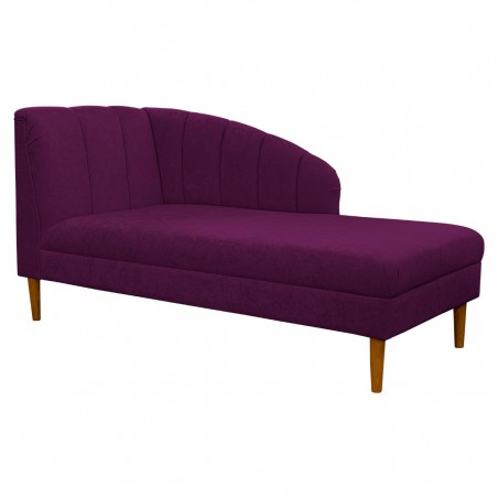 70" Large Seashell Chaise Longue Daybed in a Plush Plum Purple Fabric