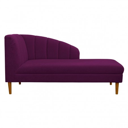 70" Large Seashell Chaise Longue Daybed in a Plush Plum Purple Fabric