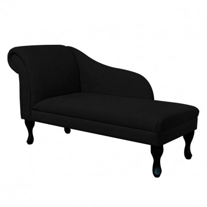 52" Medium Chaise Longue in a Plush Black Fabric