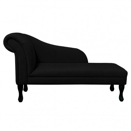 52" Medium Chaise Longue in a Plush Black Fabric