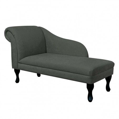 52" Medium Chaise Longue in a Plush Steel Grey Fabric