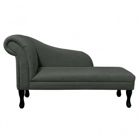 52" Medium Chaise Longue in a Plush Steel Grey Fabric