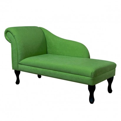 52" Medium Chaise Longue in a Plush Grass Green Fabric