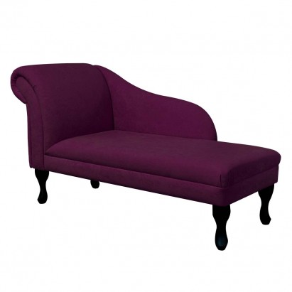 52" Medium Chaise Longue in a Plush Plum Purple Fabric
