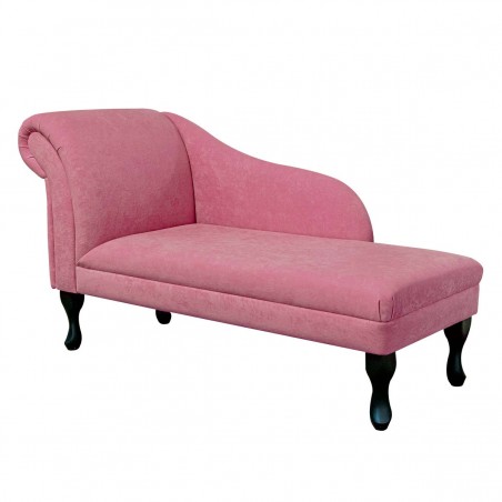 52" Medium Chaise Longue in a Plush Flamingo Pink Fabric