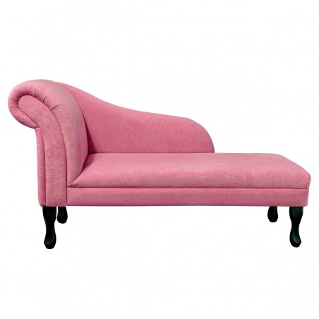 52" Medium Chaise Longue in a Plush Flamingo Pink Fabric