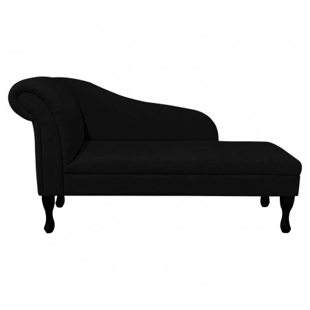 56" Medium Chaise Longue in a Plush Midnight Black Fabric