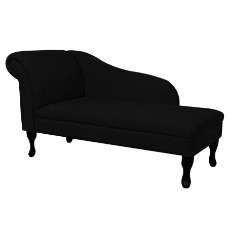 56" Medium Chaise Longue in a Plush Midnight Black Fabric