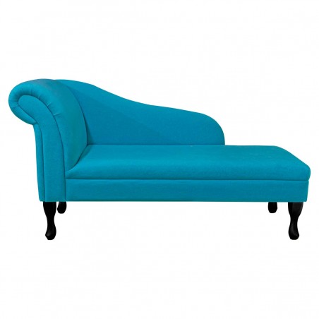 56" Medium Chaise Longue in a Plush Light Blue Fabric