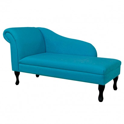 56" Medium Chaise Longue in a Plush Light Blue Fabric