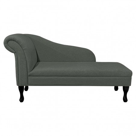 56" Medium Chaise Longue in a Plush Steel Grey Fabric