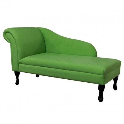 56" Medium Chaise Longue in a Plush Grass Green Fabric