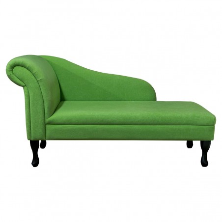 56" Medium Chaise Longue in a Plush Grass Green Fabric