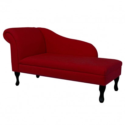 56" Medium Chaise Longue in a Plush Postbox Red Fabric