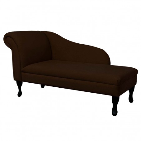 56" Medium Chaise Longue in a Plush Chocolate Brown Fabric