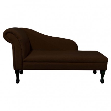 56" Medium Chaise Longue in a Plush Chocolate Brown Fabric