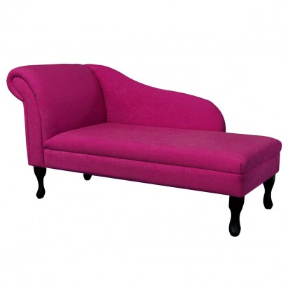 56" Medium Chaise Longue in a Plush Fuchsia Pink Fabric