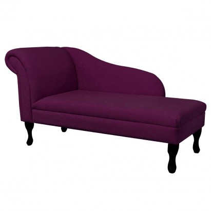 56" Medium Chaise Longue in a Plush Plum Purple Fabric