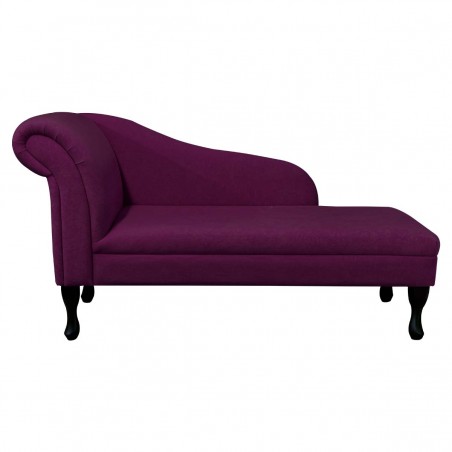 56" Medium Chaise Longue in a Plush Plum Purple Fabric