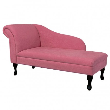 56" Medium Chaise Longue in a Plush Flamingo Pink Fabric