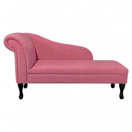 56" Medium Chaise Longue in a Plush Flamingo Pink Fabric