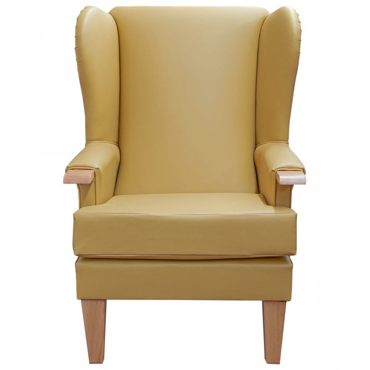 yellow faux leather orthopedic armchair