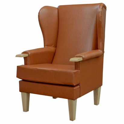 orange brown orthopedic armchair